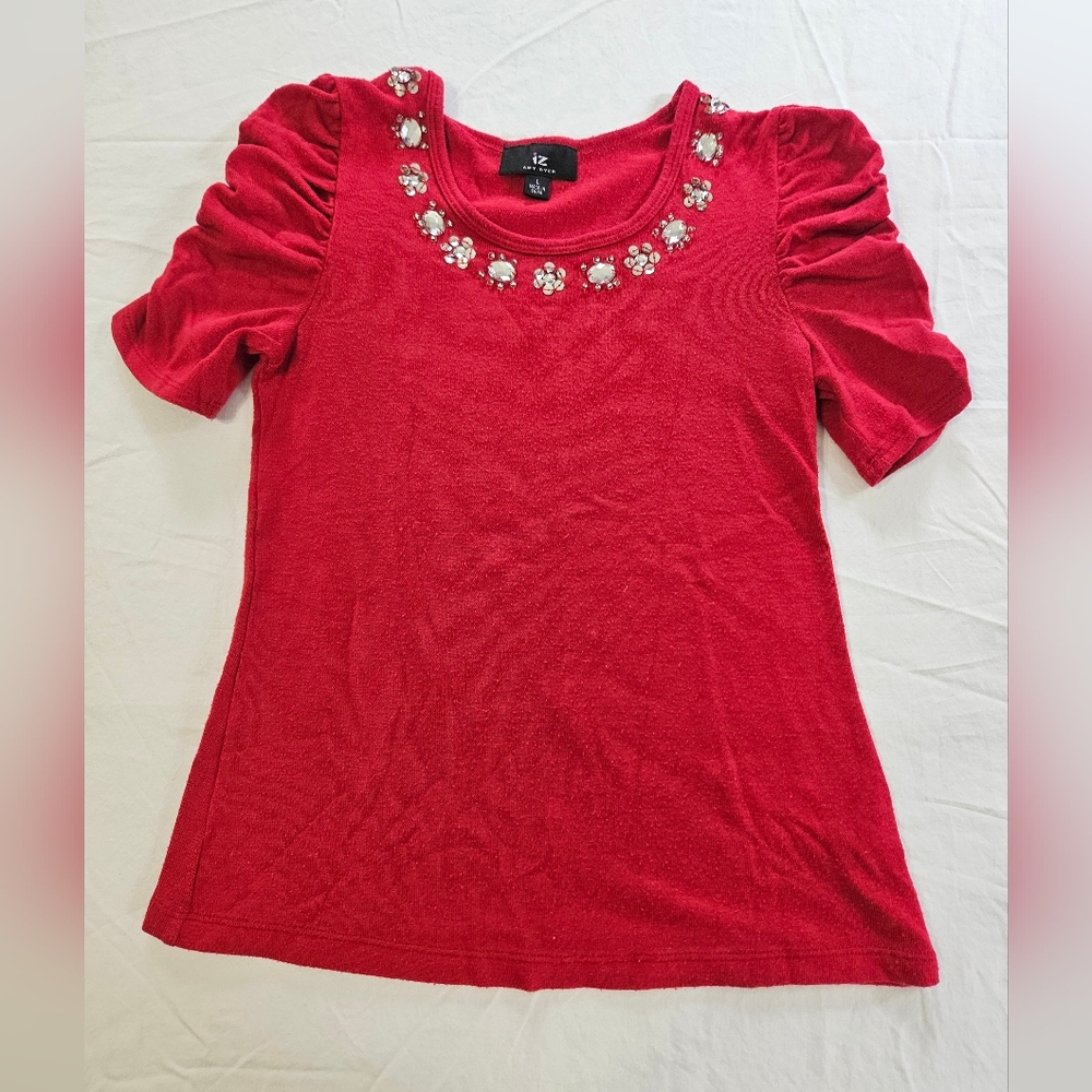 SALE! Girl's IZ Amy Byer Red Beaded Top (large)